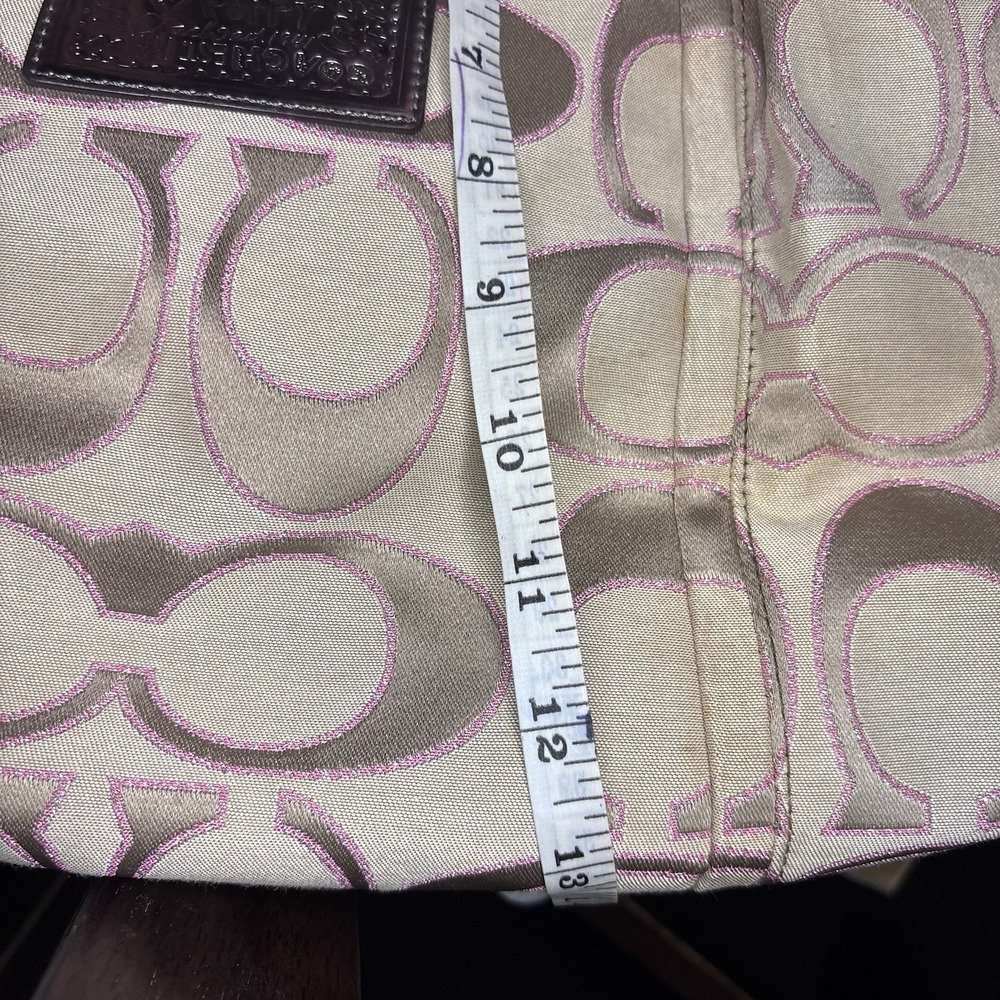 Coach Vintage Poppy Shoulder Bag Logo Beige Pink Glitter Sparkle jaquard - Picture 12 of 12